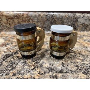 Vintage Souvenir Salt And Pepper Shakers North Dakota Tiny Beer Mug Replicas